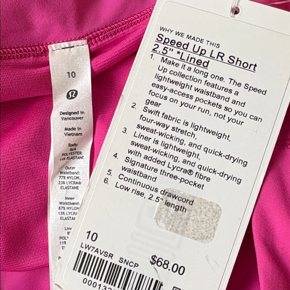 NWT Lululemon Speed Up Low-Rise Short 2.5